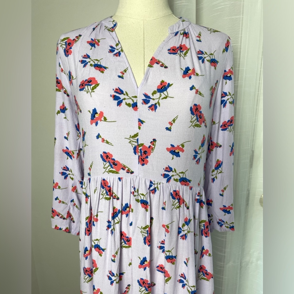 Anthropologie Maeve Juno Lilac Poppies Floral Spring Summer Tunic Dress XS - Picture 5 of 10